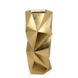 Pitagora 2. Geometrische Vase aus Glasfaserkunststoff, verziert mit goldfarbener Metallfolie - Designerobjekte.com