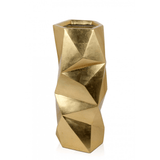 Pitagora 2. Geometrische Vase aus Glasfaserkunststoff, verziert mit goldfarbener Metallfolie - Designerobjekte.com