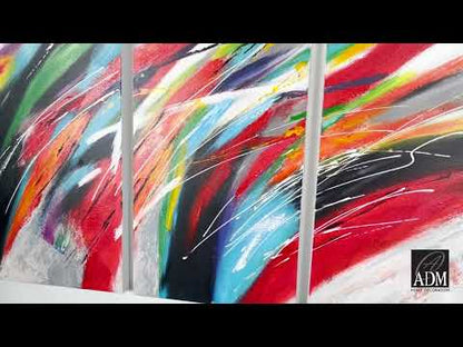 Faszinierendes mehrfarbiges Wellen-Gemälde auf Leinwand - Handgemalt, 80 x 120 cm