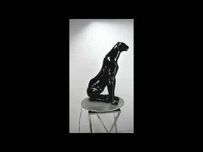Sitzender Panther. Skulptur Aus Lackiertem Harz. Pop-Art Design. 78 x 60 x 25 cm. Edler Blickfang.