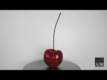 Bordeaux Lackierte Kirsche. Exklusive Pop Art-Skulptur. Hochwertiges Kunstharz. Handgefertigt. 54 x 22 x 18 cm.