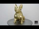 Sitzende französische Bulldogge. Skulptur Pop Art aus Harz, Metalleffekt. 40 x 23 x 41 cm.