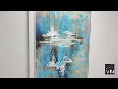 Abstraktes Meisterwerk in Hellblau mit Eleganten Akzenten – 120 x 90 cm