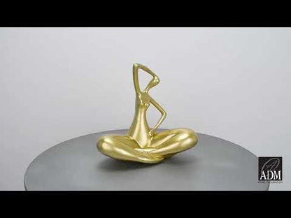 Kleine Evolution. Moderne Kunstharzskulptur. Goldmetalleffekt. Elegante Wohnraumdekoration. 25 x 25 x 13 cm.