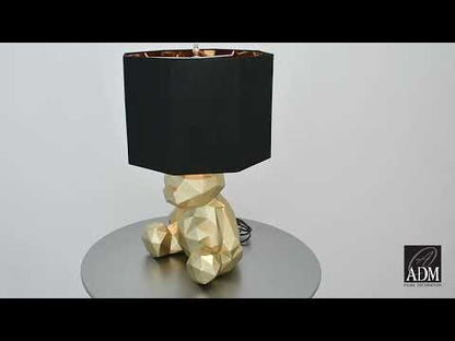 Facettierte Goldene Bärchen Tischlampe – Moderne Harzskulptur mit Metalleffekt