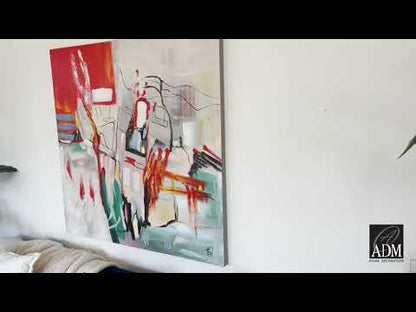 Rock-Graffiti Rot – Handgemaltes Abstraktes Kunstwerk auf Leinwand (100 x 100 cm)