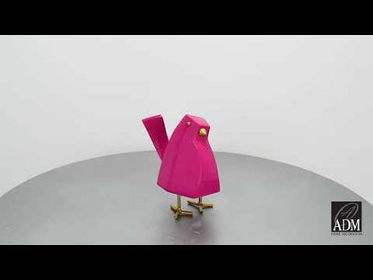 Magentafarbene Geometrische Vogel-Skulptur. Hochwertiges Lackiertes Harz. Exquisites Design für Ihr Zuhause.