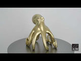 Krake gold. Skulptur Pop Art aus Harz, Metalleffekt. 30 x 30 x 25 cm.