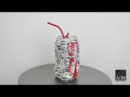 Vibrante Pop Art Skulptur. Zerdrückte Dose aus Harz. Hochwertiges Wassertransferdekor. Einzigartiges Design und Hohe Qualität.