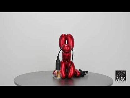 Ballonhund Rot Tischlampe – Skulpturale Pop Art Lampe aus Harz mit Metalleffekt