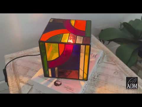 Video zum Designer Tiffany Lampe Nachttischlampe Kubus Kandinsky