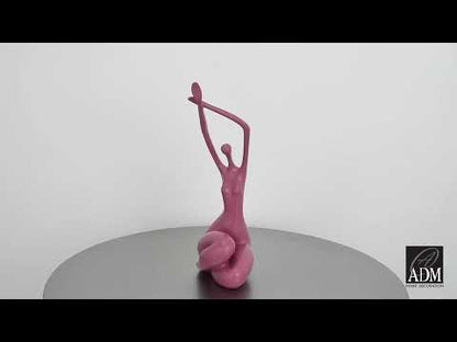 Erwachende Frau. Elegante Moderne Skulptur. Sanftes Rosa aus Satinierte Harz. Handgefertigt.