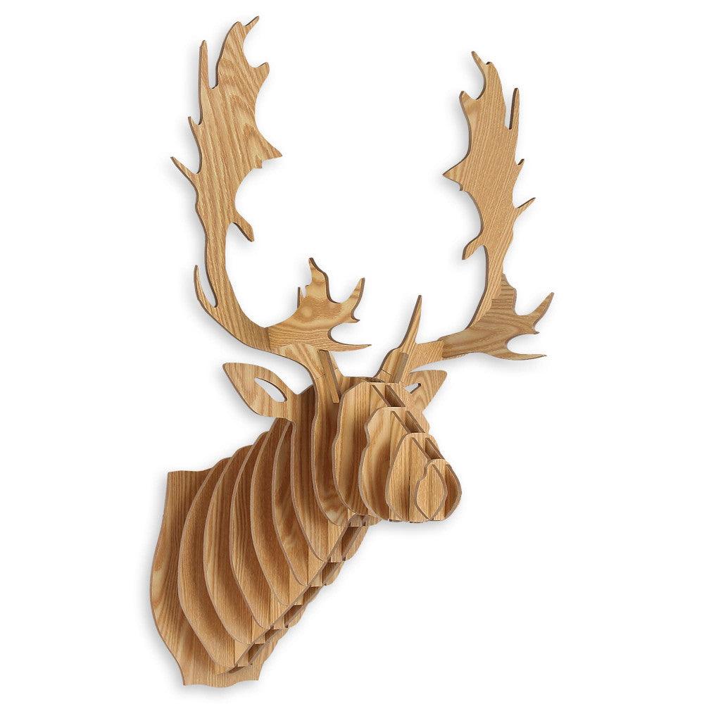 Rentierkopf 3D-Puzzle aus MDF – Elegante Wandkunst für moderne Wohnräume, in natürlicher Holzoptik, ideal als Blickfang und stilvolle Dekoration.