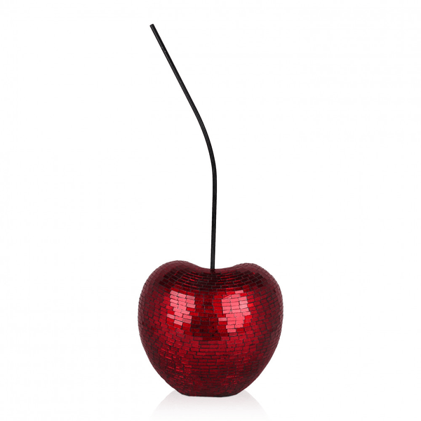 Rote Kirsche. Dekorierte Skulptur aus Glasmosaik. 68 x 26 x 23 cm - Designerobjekte.com