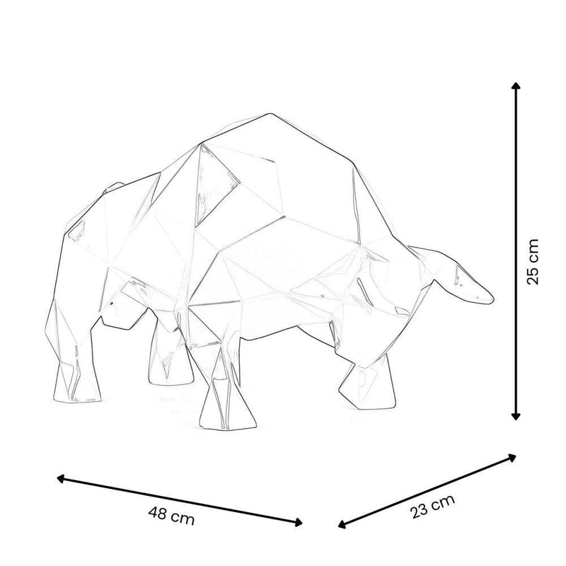 Roter facettierter Stier. moderne Skulptur aus lackiertem Kunstharz. 25 x 48 x 23 cm. - Designerobjekte.com