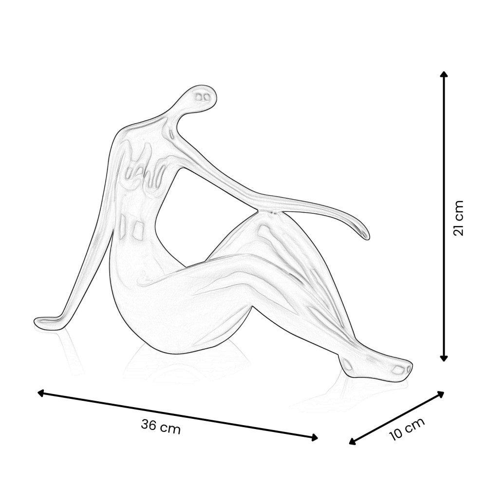 Ruhende Dame – elegante figurative Skulptur in Schwarz aus lackiertem Kunstharz mit Maßangaben von 21 cm Höhe, 36 cm Breite und 10 cm Tiefe, ideal für die Raumgestaltung.