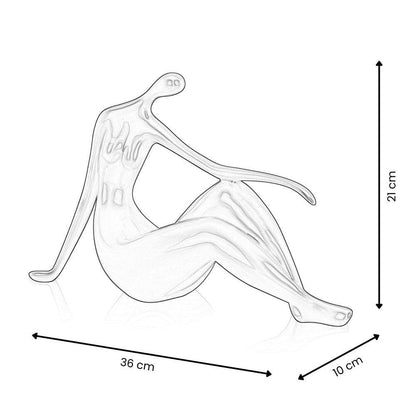 Ruhende Dame – elegante figurative Skulptur in Schwarz aus lackiertem Kunstharz mit Maßangaben von 21 cm Höhe, 36 cm Breite und 10 cm Tiefe, ideal für die Raumgestaltung.