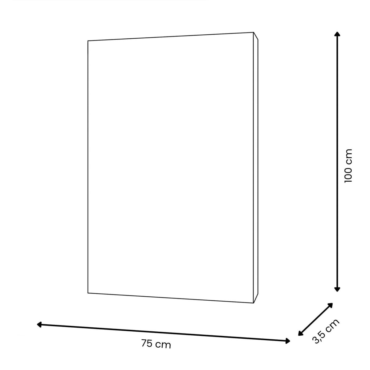 Maßskizze des handgefertigten Metalldraht Wandbildes: Kunstvolle Rosenblütenfrau, mit Abmessungen von 100x75x3,5 cm.