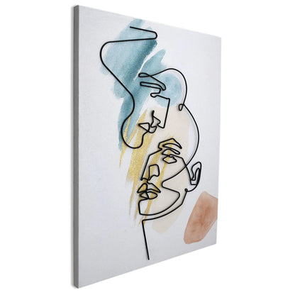 Kunstvolles Metalldraht-Bild mit menschlichen Gesichtern, modern und figurativ, 100x75cm, in ansprechender Präsentation für zeitgenössische Räume.