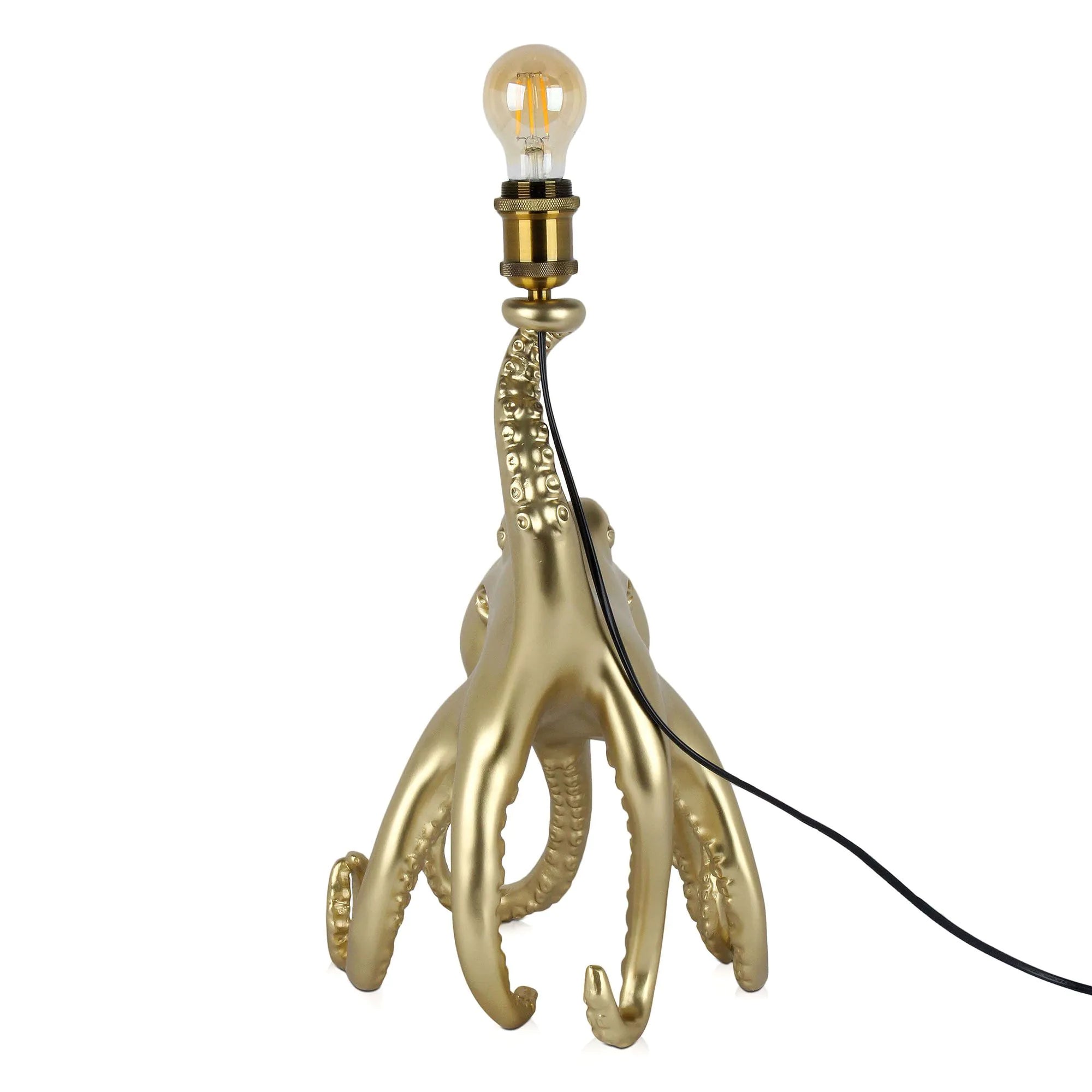 Kreative Tischlampe in Form eines goldenen Kraken - Skulptur Tischlampe Krake Gold mit beeindruckendem Design für stimmungsvolle Beleuchtung.