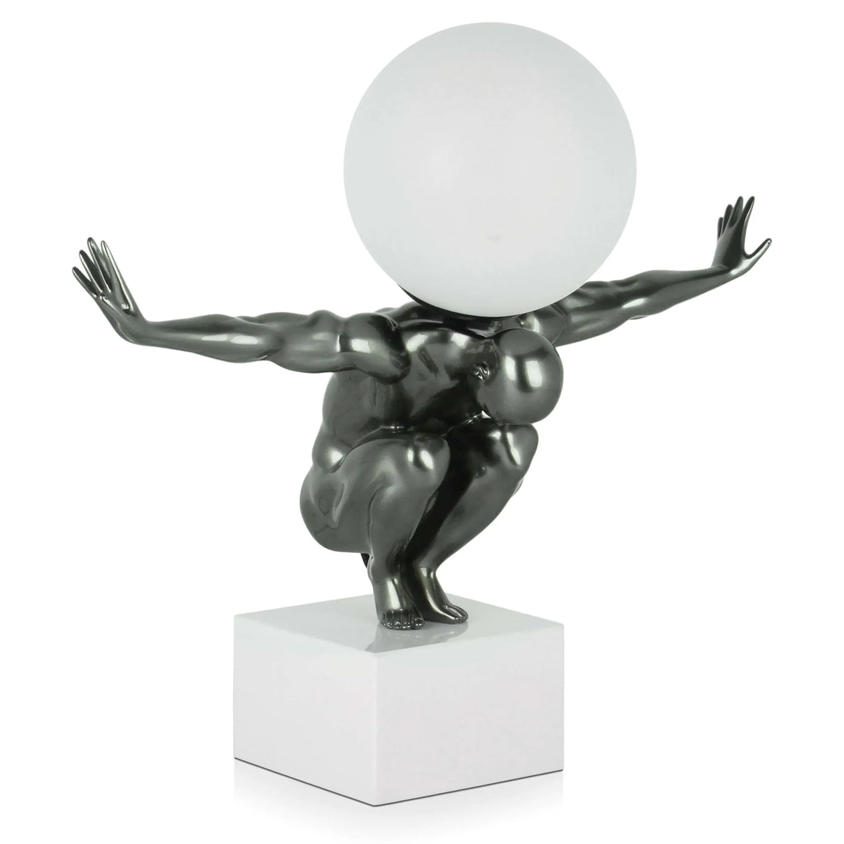 Essentieller Blickfang: Tischlampe Equilibrio Anthrazit auf Marmorsockel, vereint ästhetische Form und praktische Beleuchtung für elegantes Zuhause.