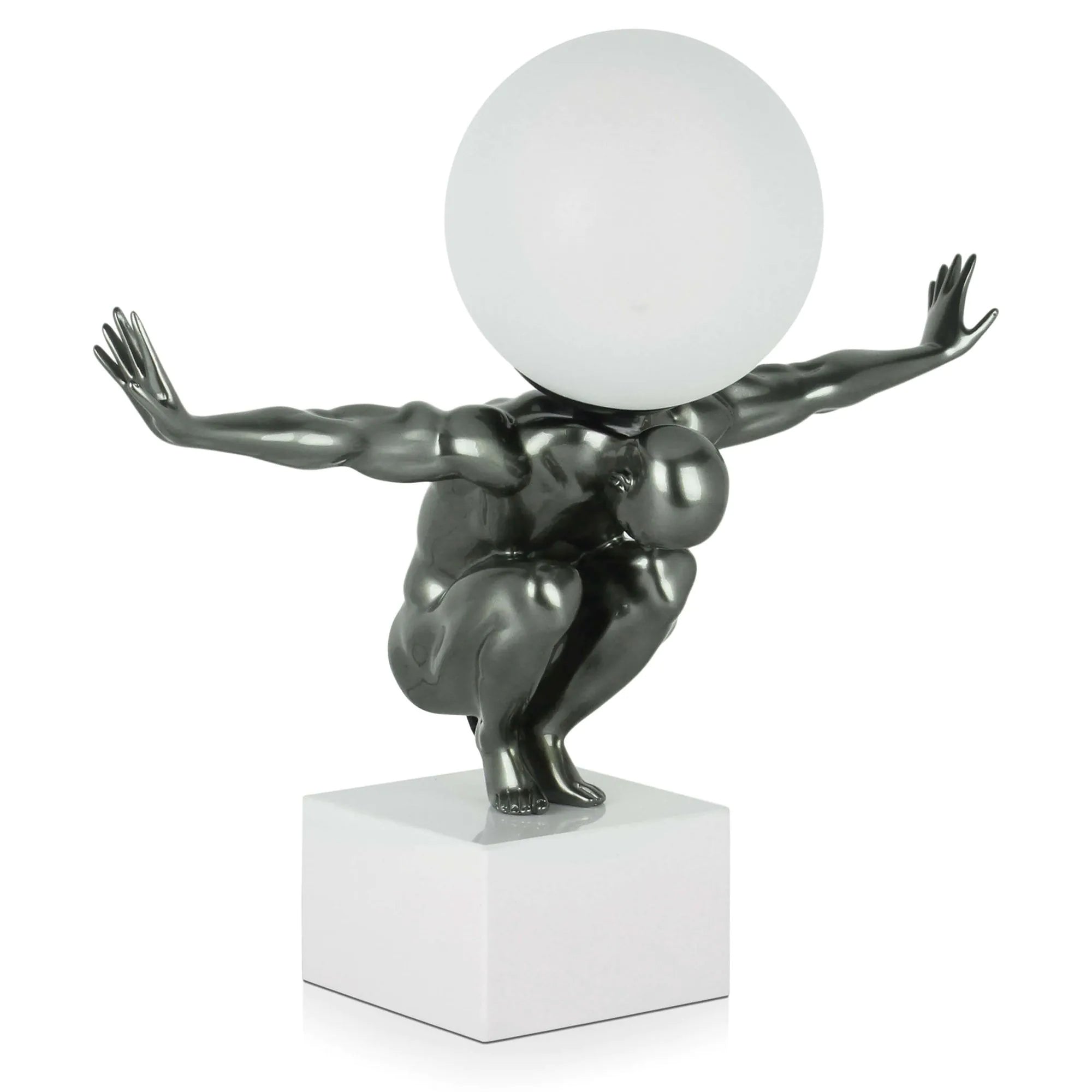 Essentieller Blickfang: Tischlampe Equilibrio Anthrazit auf Marmorsockel, vereint ästhetische Form und praktische Beleuchtung für elegantes Zuhause.