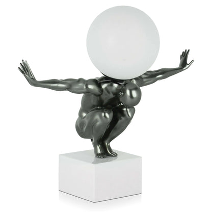 Essentieller Blickfang: Tischlampe Equilibrio Anthrazit auf Marmorsockel, vereint ästhetische Form und praktische Beleuchtung für elegantes Zuhause.