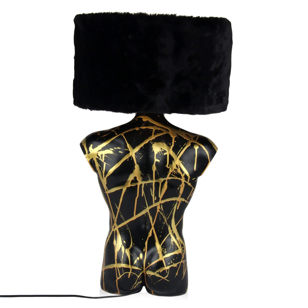 Moderne Tischlampe Manntorso Schwarz, die Kunst und Funktionalität vereint - ideales Kunstwerk für Ihr Schlafzimmer oder Wohnzimmer.