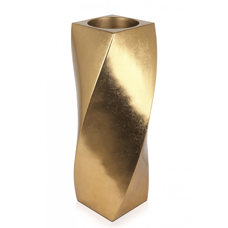 Screw. Geometrische Vase aus Glasfaserkunststoff, verziert mit Metallfolie - Designerobjekte.com