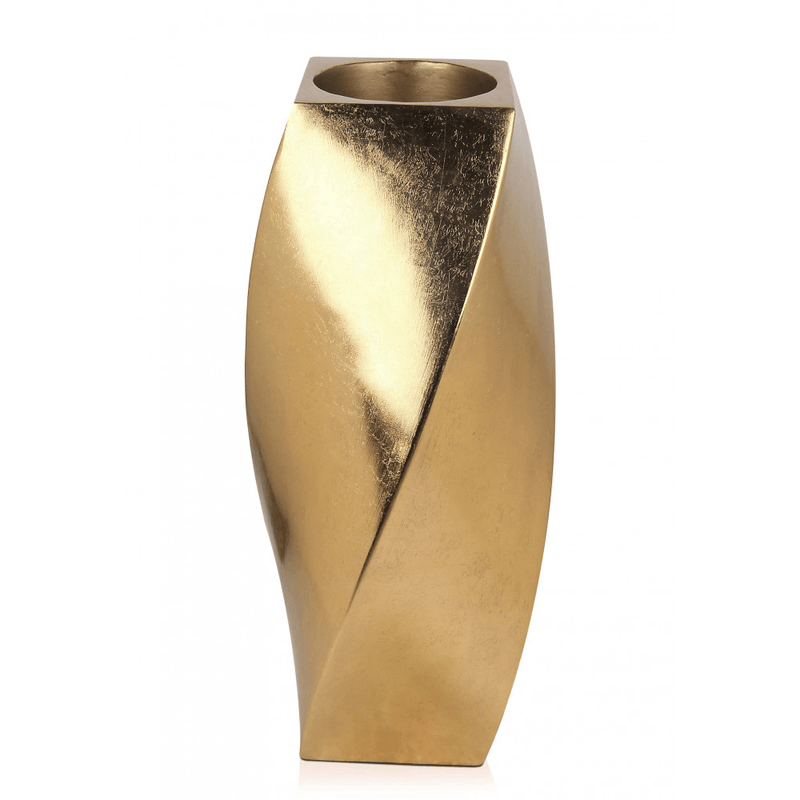 Screw. Geometrische Vase aus Glasfaserkunststoff, verziert mit Metallfolie - Designerobjekte.com