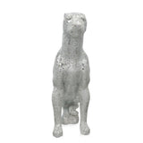 Sitzender Panther silber. Skulptur aus gebrochenem Glas. 80 x 30 x 60 cm. - Designerobjekte.com