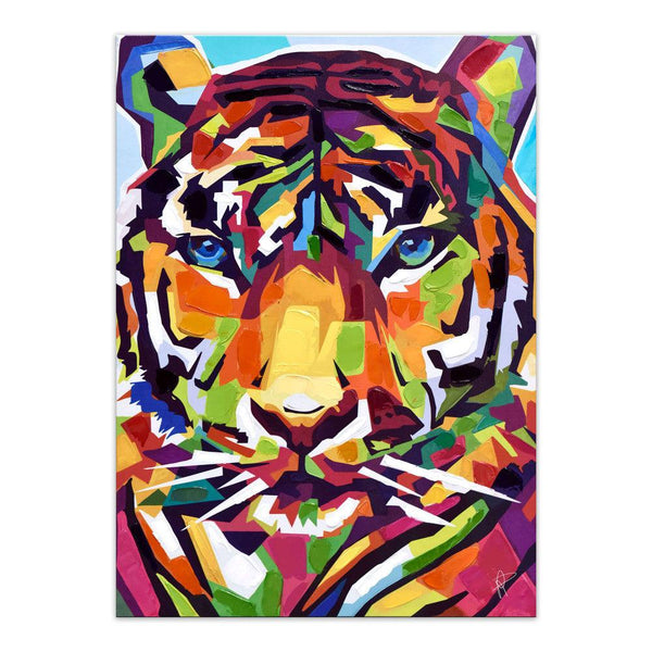 Tiger Pop Art mehrfarbig. Druck auf Leinwand. 70 x 50 cm - Designerobjekte.com