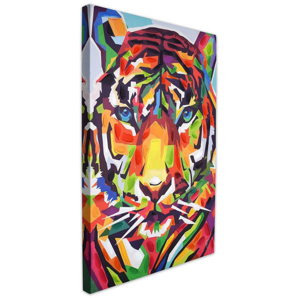 Tiger Pop Art mehrfarbig. Druck auf Leinwand. 70 x 50 cm - Designerobjekte.com