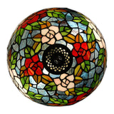 Tischlampe mit roten und rosa Rosen. Mit geschweißtem Glasschirm, Tiffany-Verarbeitung und Ständer aus bronziertem Metall 46 x Ø31 cm. - Designerobjekte.com