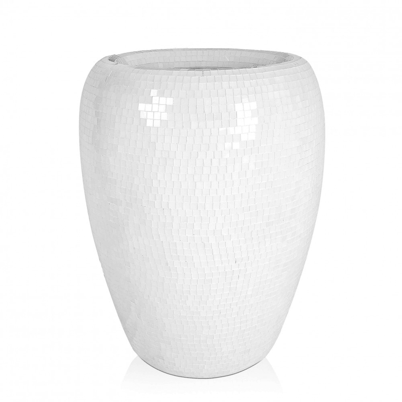 Weisse Bodenvase. Dekoriertes Glasmosaik - Designerobjekte.com