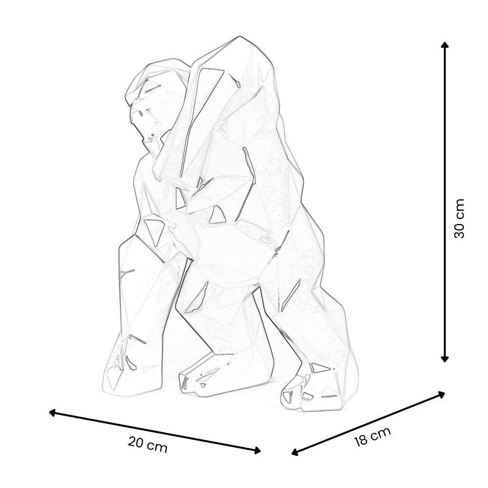 Wütender King Kong - moderne rot lackierte Skulptur aus Harz, Maßzeichnung zeigt die Abmessungen: 30 x 20 x 18 cm.
